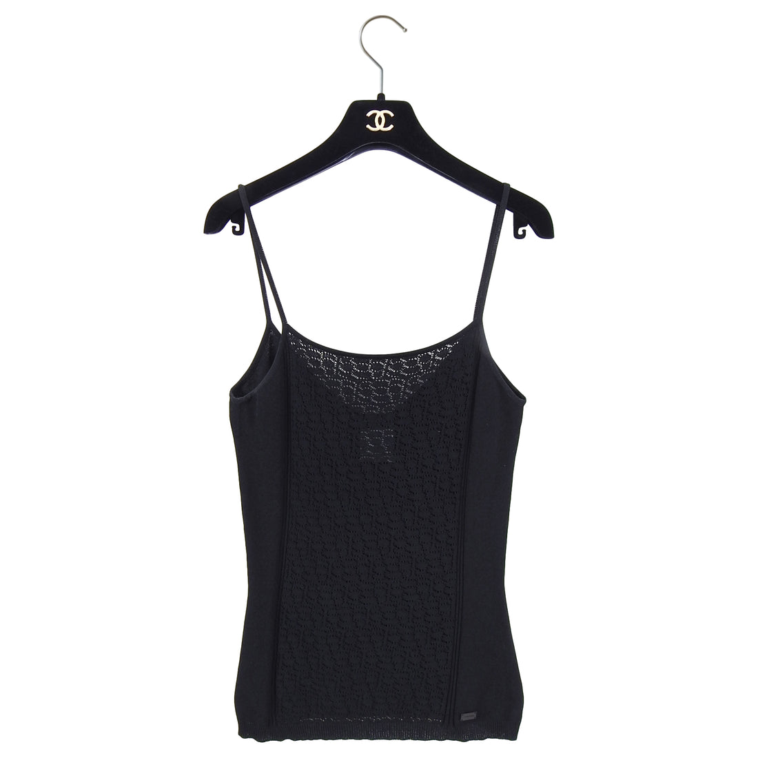 Chanel Vintage 2003 Cruise Black Knit Jersey Strappy Tank Top - 38