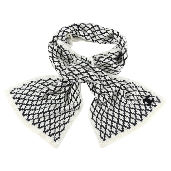 Chanel Winter Cashmere Black White Knit Long CC Logo Scarf – I