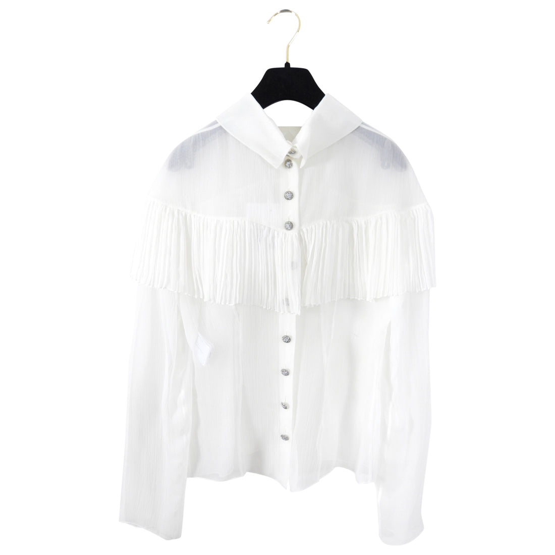 Chanel 21A Sheer White Silk Ruffle Blouse - FR38 / 6 / S – I MISS