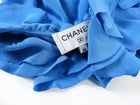 Chanel 17P Turquoise Blue Silk Ruffle Cold Shoulder Blouse - FR38 / USA 6