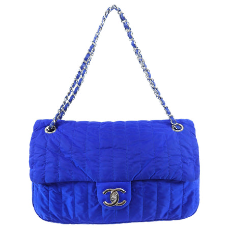 Chanel 12P Cobalt Blue Nylon Flap Bag and Pouch