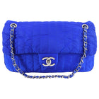 Chanel 12P Vintage Cobalt Blue Nylon Flap Bag and Pouch