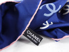 Chanel Navy Blue Silk CC Logo 90cm Scarf