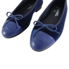 Chanel Navy Blue Velvet Cap Toe CC Ballet Flat - 6.5