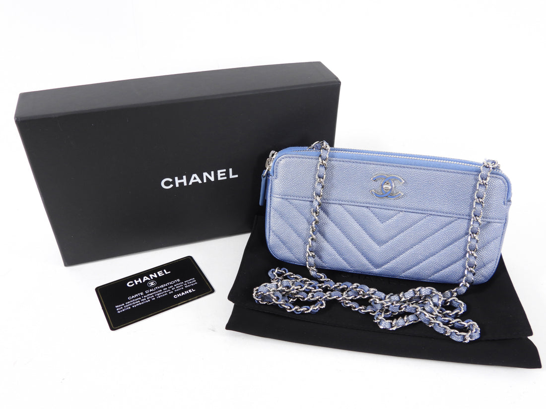 Chanel Caviar Wallet on Chain Woc Double Zip Chain Shoulder Bag J70