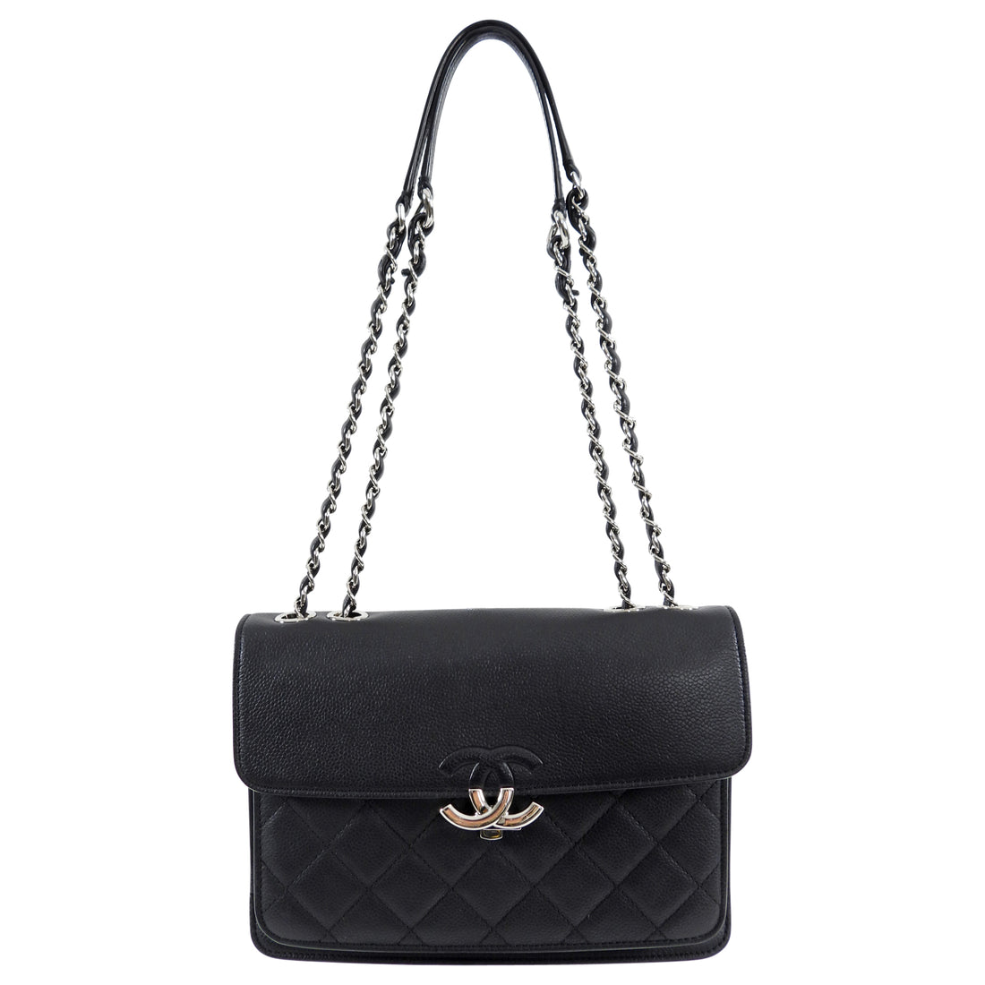 Chanel Black and SHW Box Flap Shoulder Bag