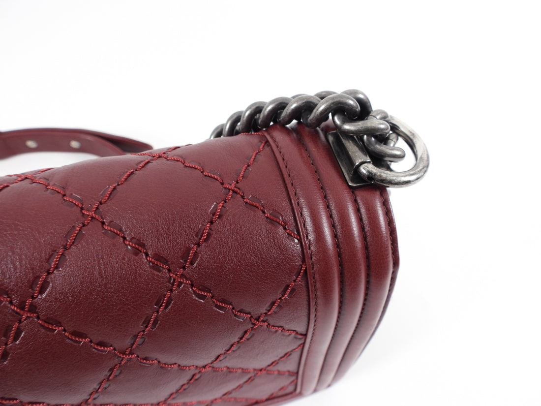 Chanel Burgundy Medium Double Stitch Le Boy Bag – I MISS YOU VINTAGE