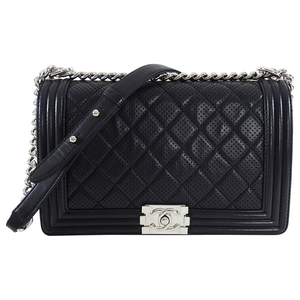 Chanel Black Le Boy Perforated Leather New Medium Bag – I MISS