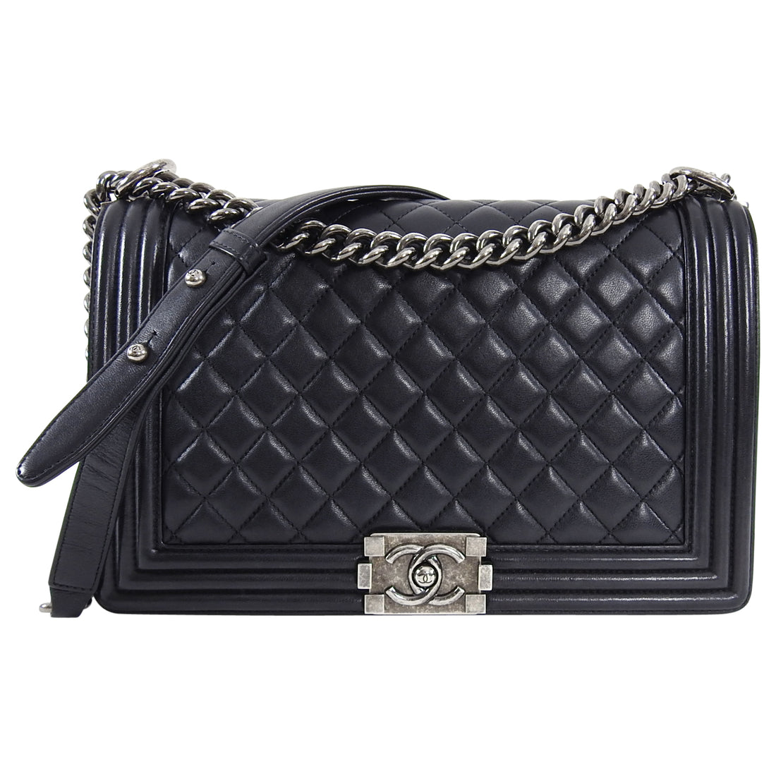 Chanel Boy Bag New Medium Black Lambskin Ruthenium – I MISS YOU VINTAGE
