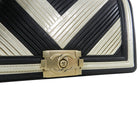 Chanel 16A Le Boy in Rome Medium Black and Gold Chevron Bag