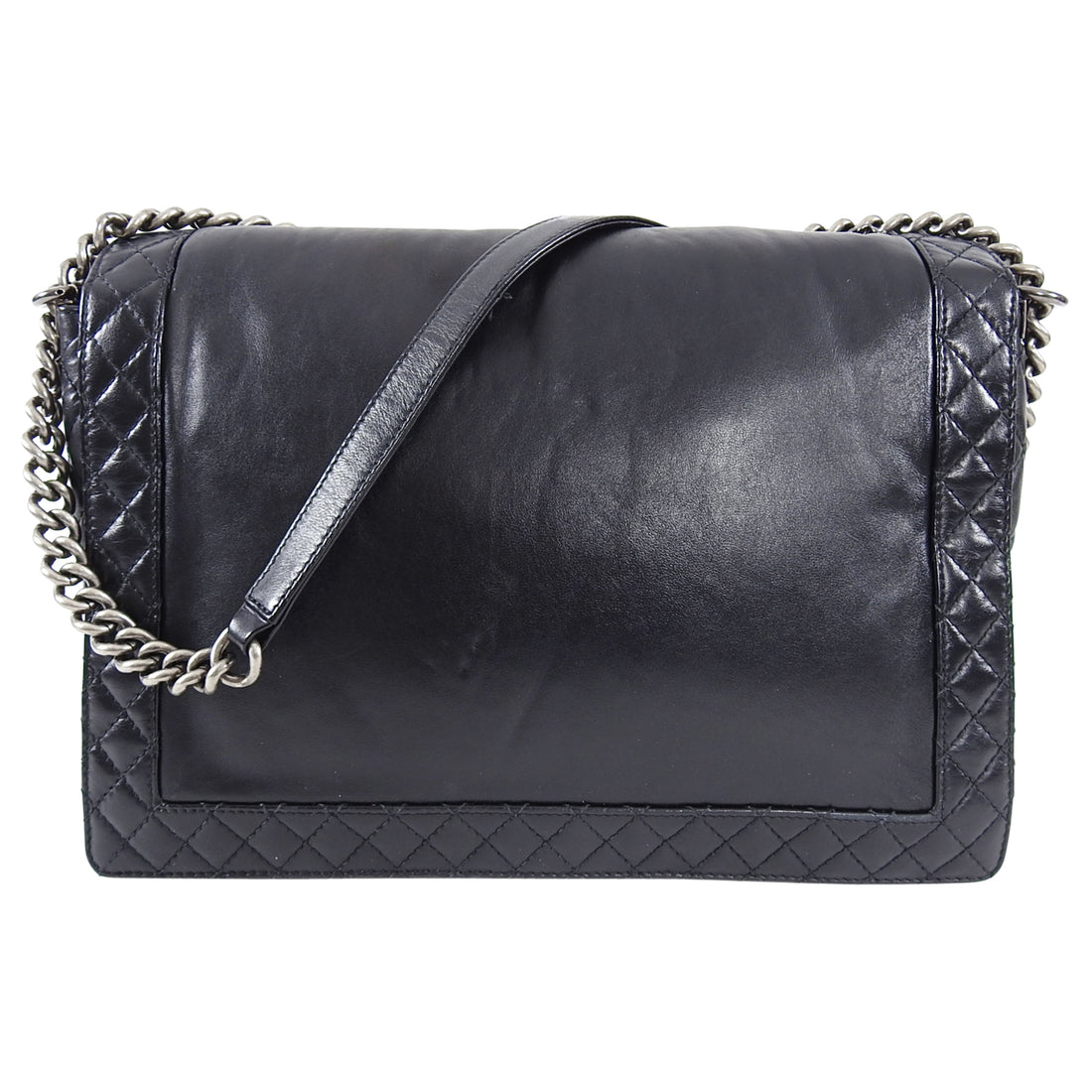 Chanel Black Lambskin and Chains XL Boy Enchained Gentle Bag