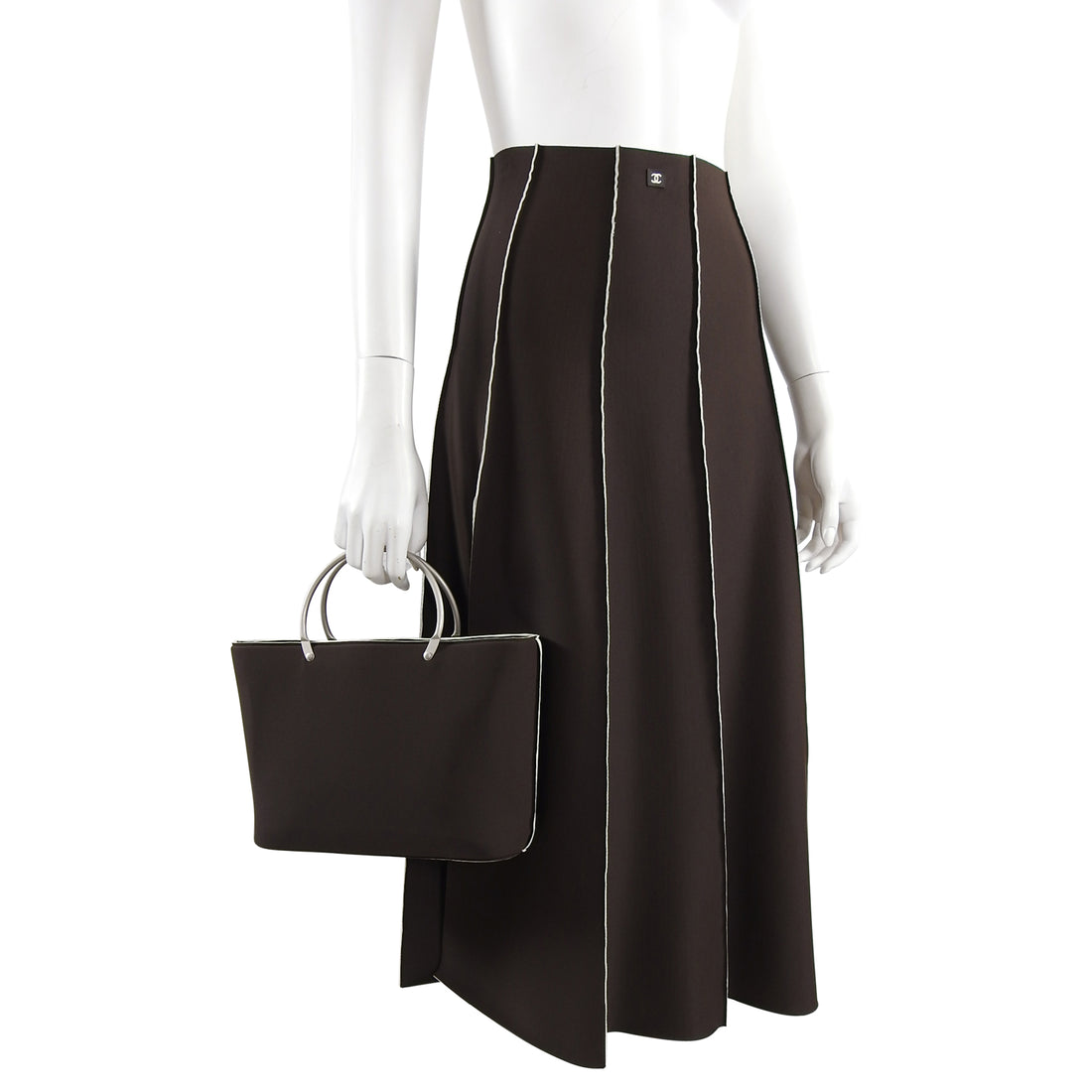Chanel Vintage 1997 Brown Neoprene Skirt and Bag Set – I MISS YOU