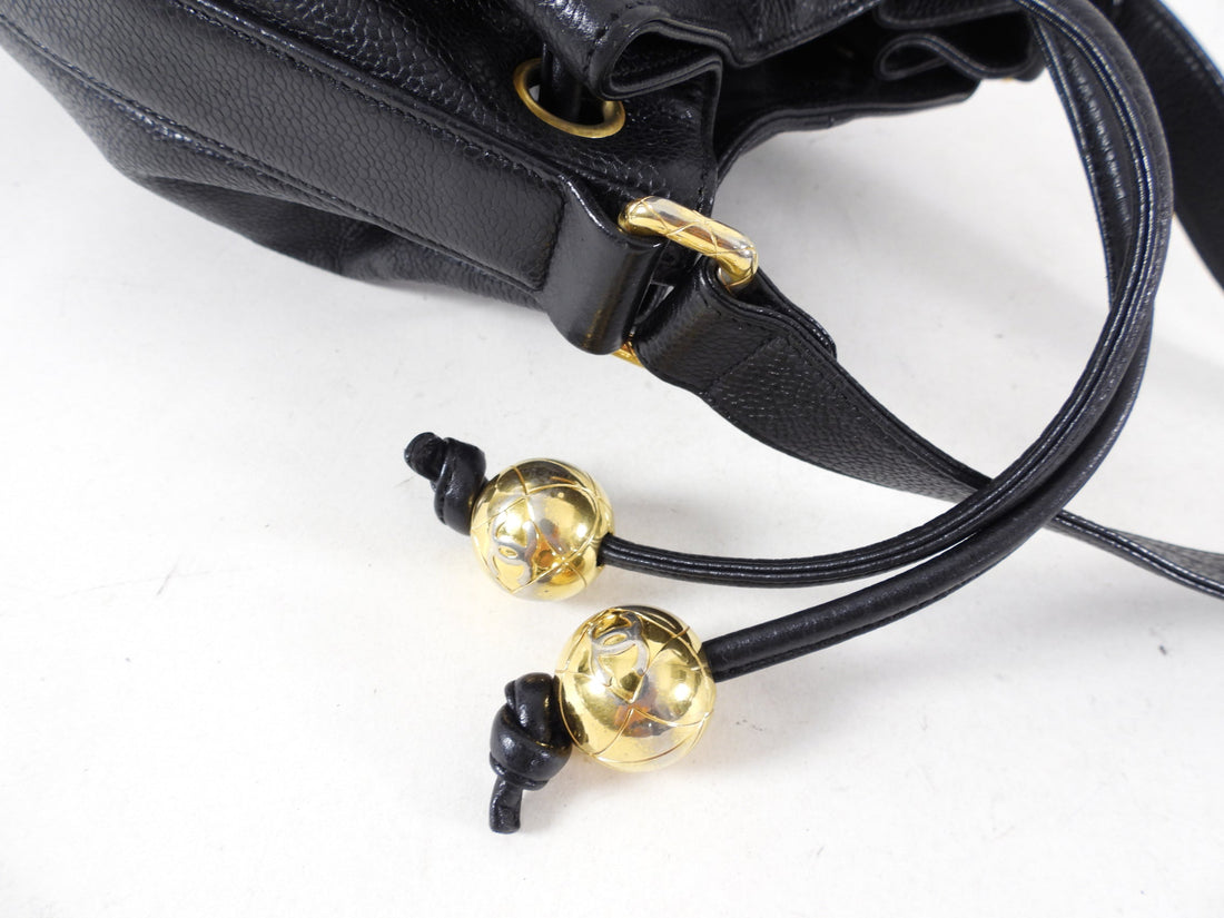 Chanel Vintage 1991 Caviar Leather CC Bucket Bag