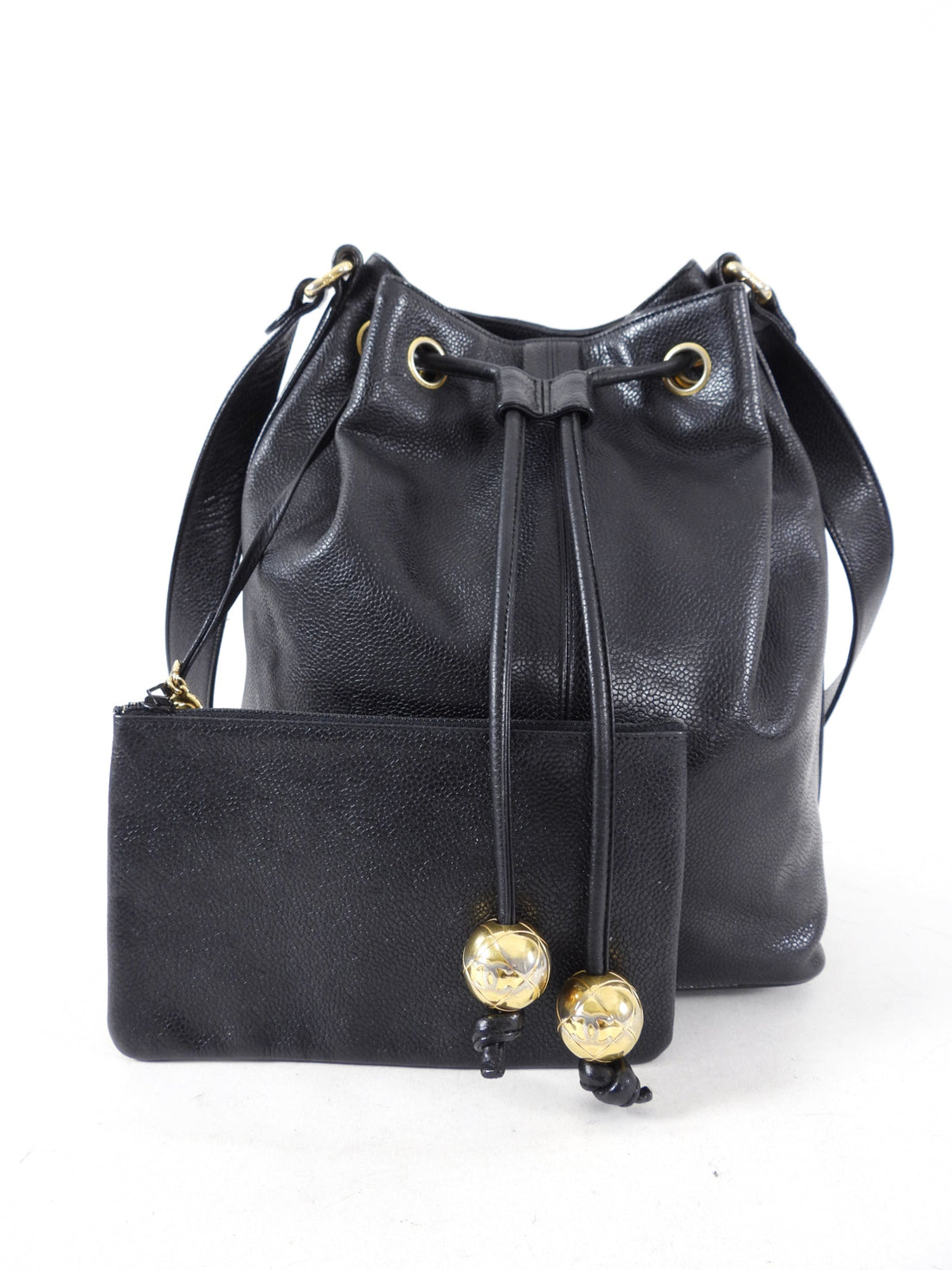 Chanel Vintage 1991 Caviar Leather CC Bucket Bag