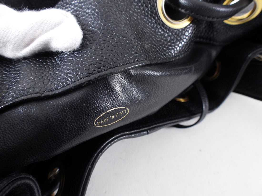 Chanel Vintage 1991 Caviar Leather CC Bucket Bag