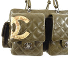 Chanel Vintage Olive Green Cambon Reporter Quilted Shoulder Bag