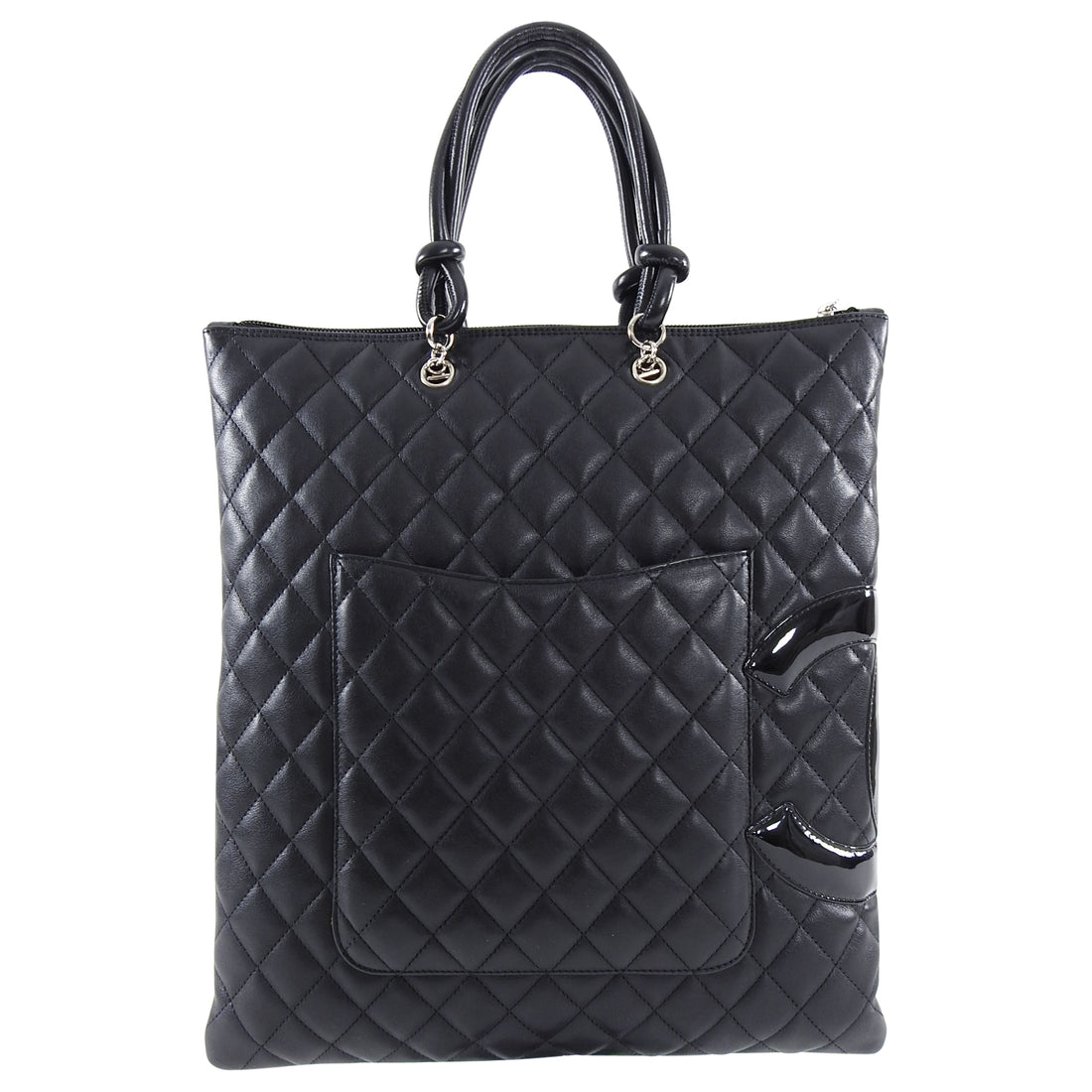 Chanel 2005 Black Quilted Ligne Cambon CC Small Tote Bag