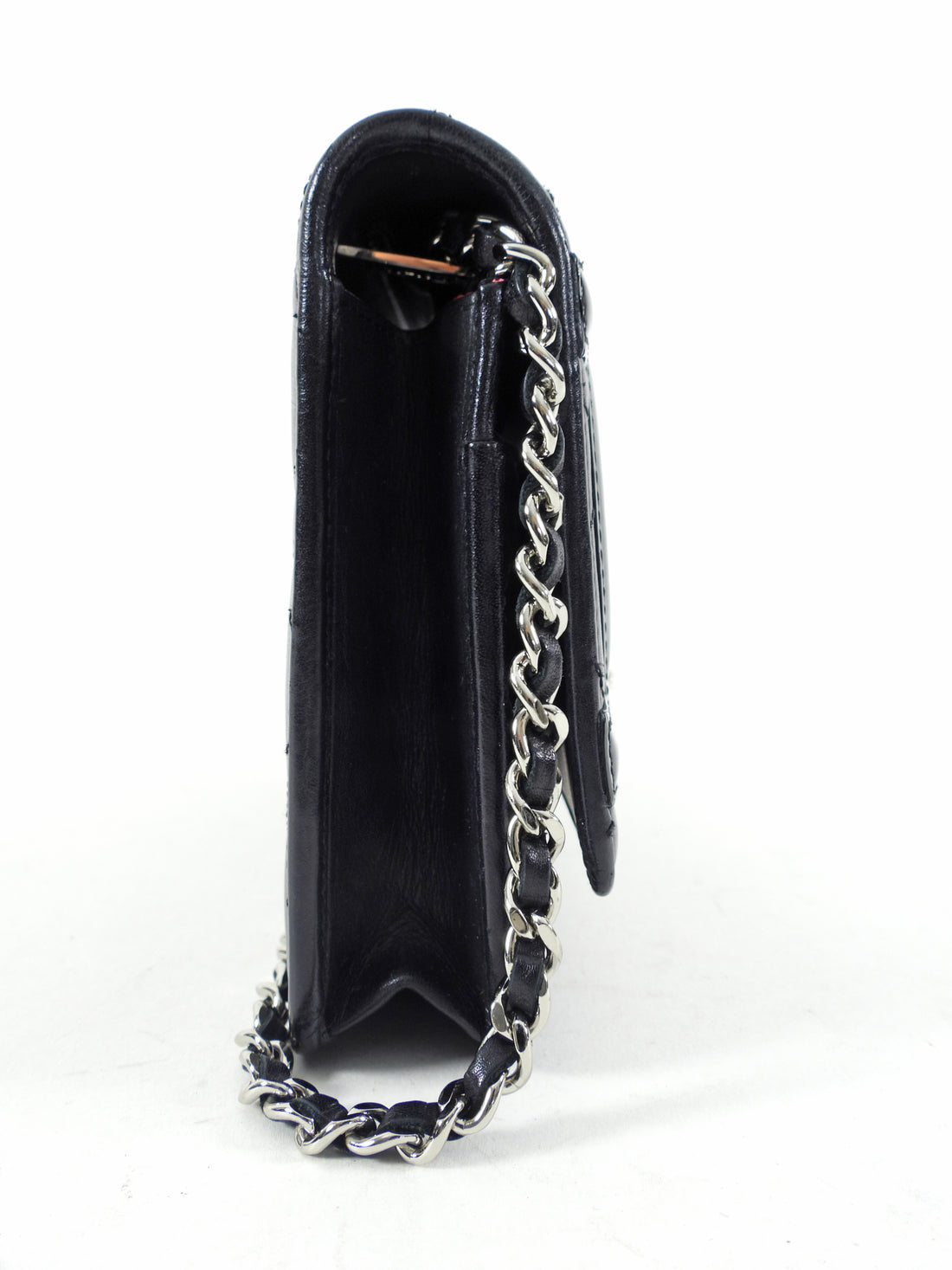 Chanel Cambon Black Leather and Patent Wallet on Chain
