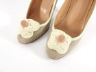 Chanel Linen Canvas Pumps With Raffia CC Flower Detail - 7.5