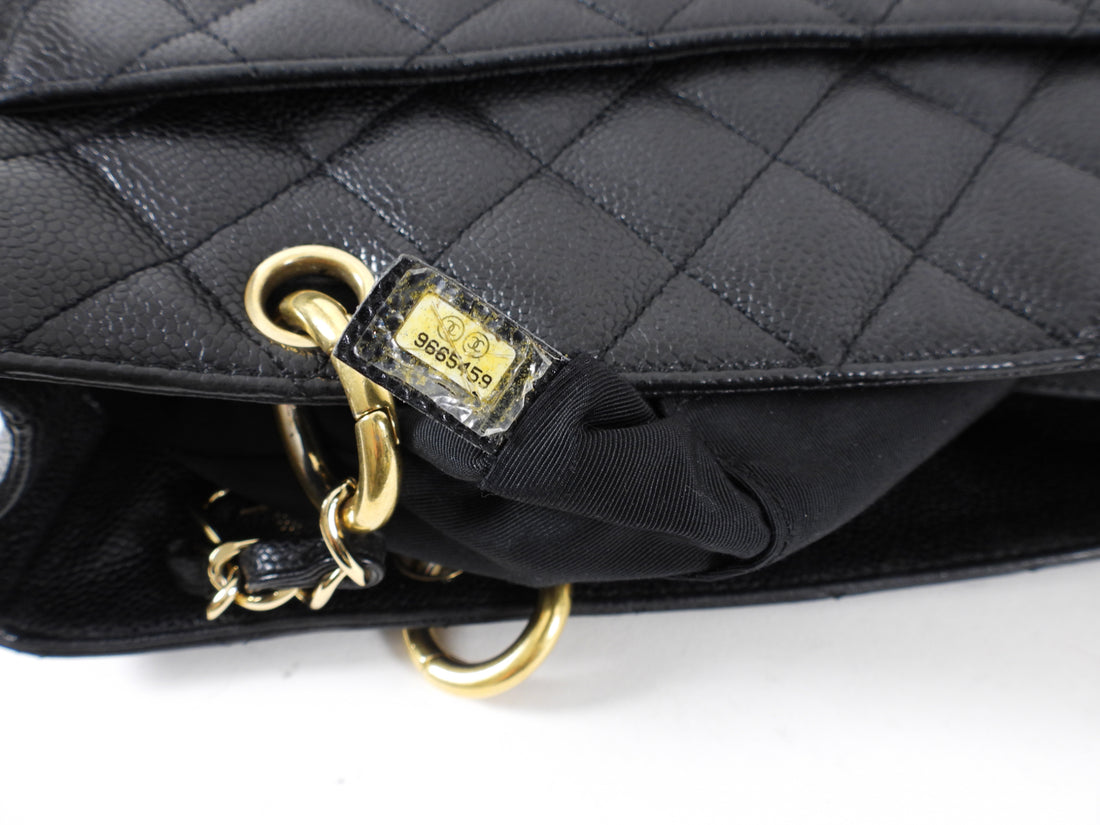 Chanel Black Quilted Caviar Leather Grand Shopping Tote Bag