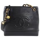 Chanel Vintage 1991 Black Caviar Leather CC Tote Bag