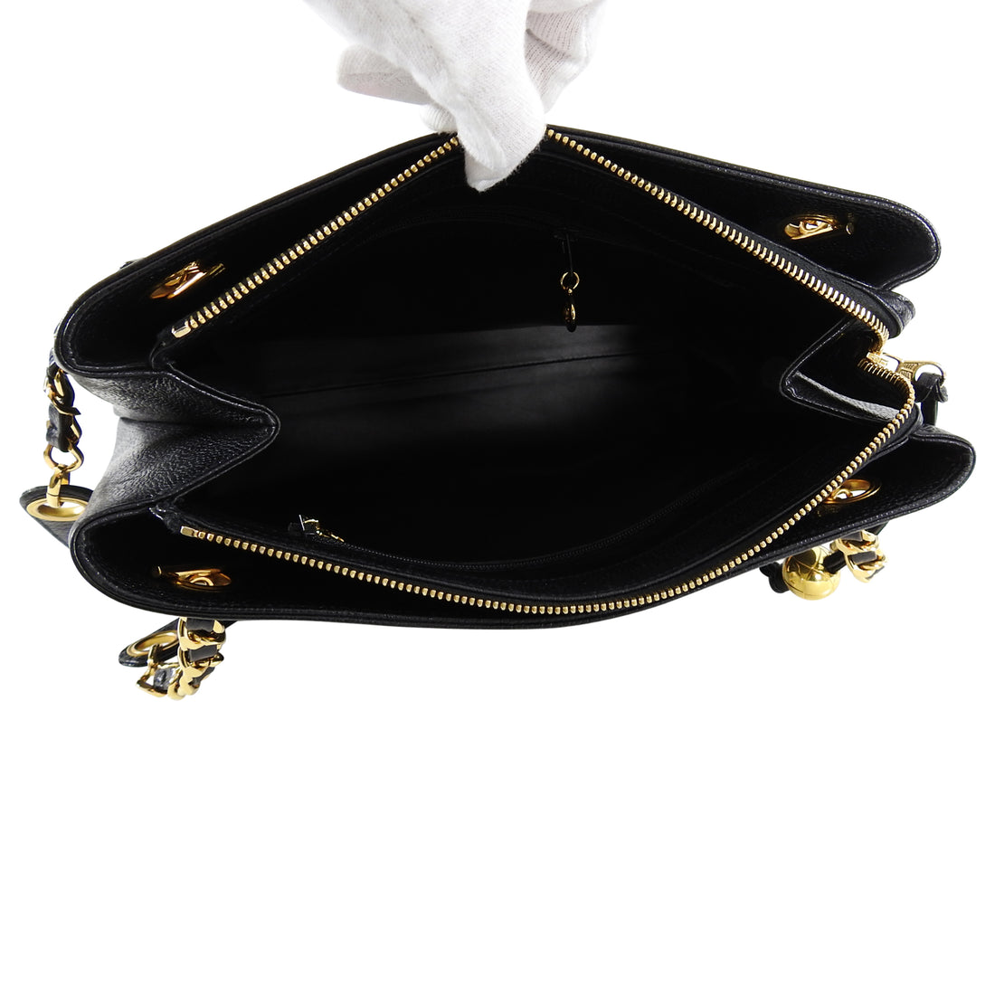 Chanel Vintage 1991 Black Caviar Leather CC Tote Bag