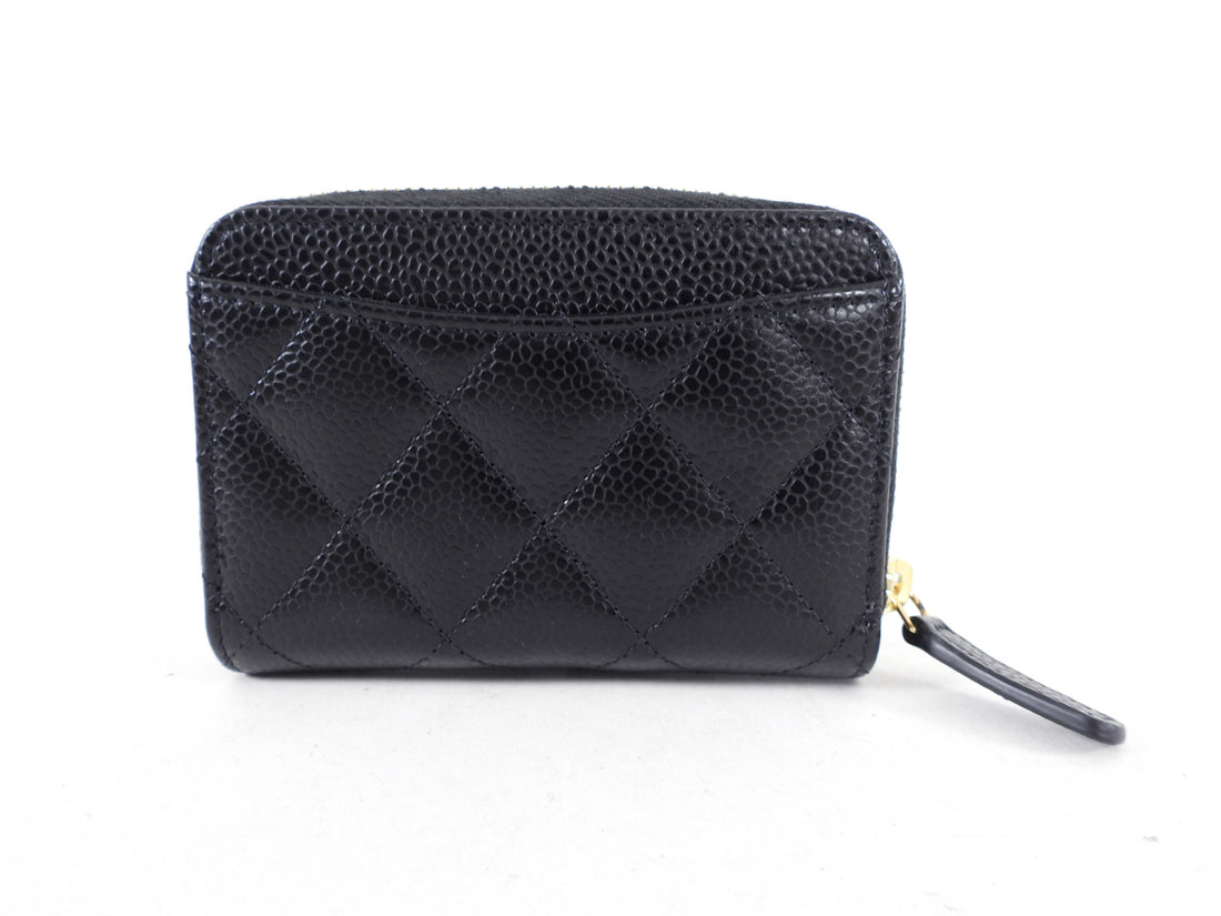 CHANEL Caviar Quilted Zip Coin Purse Grey 932014