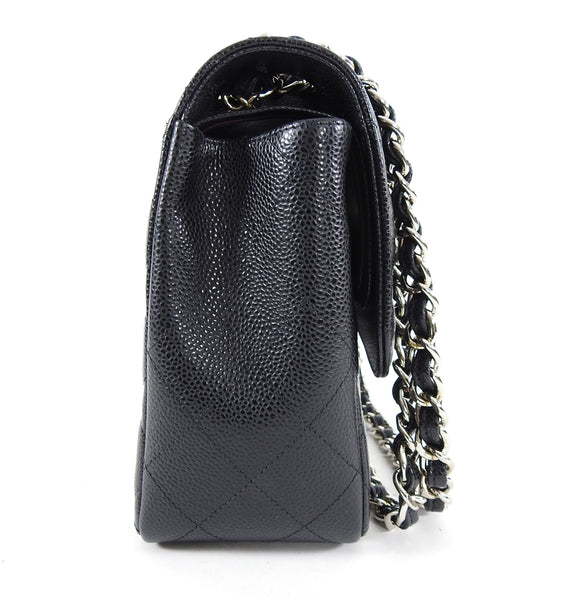 Chanel Jumbo Black Caviar Classic Double Flap Bag Silver Hardware – I MISS  YOU VINTAGE