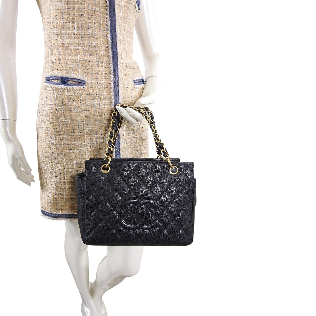Chanel Vintage 2000 Black Caviar Small Timeless CC Tote Bag