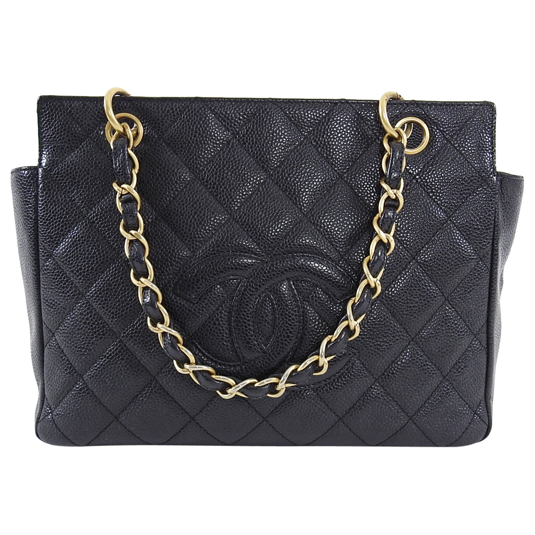Chanel Vintage 2000 Black Caviar Small Timeless CC Tote Bag