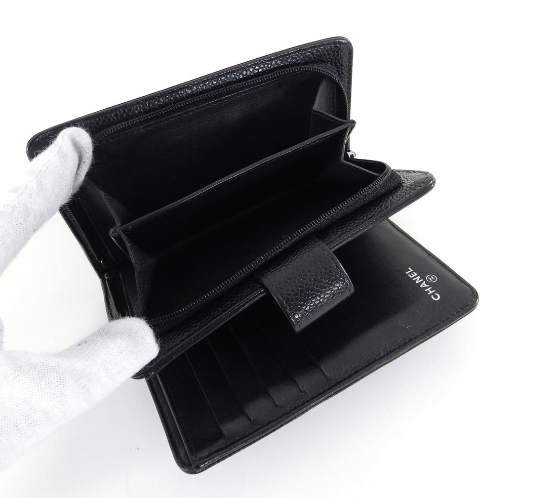 Chanel Black Caviar CC L-Zip Wallet