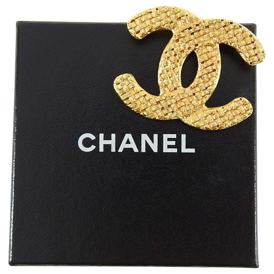 Chanel vintage 1992 CC Woven Texture Logo Brooch Pin