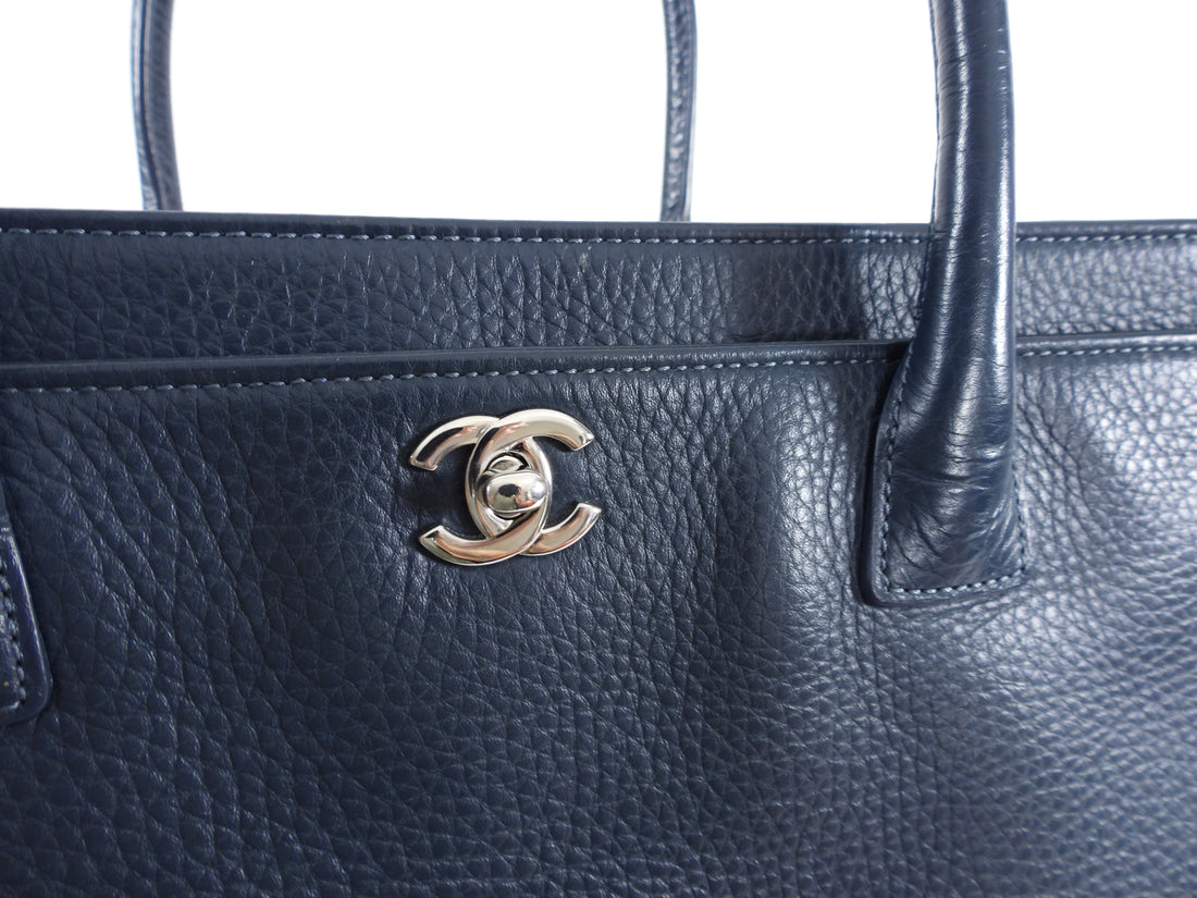 Chanel Navy Blue Executive Cerf Two Way Tote Bag SHW
