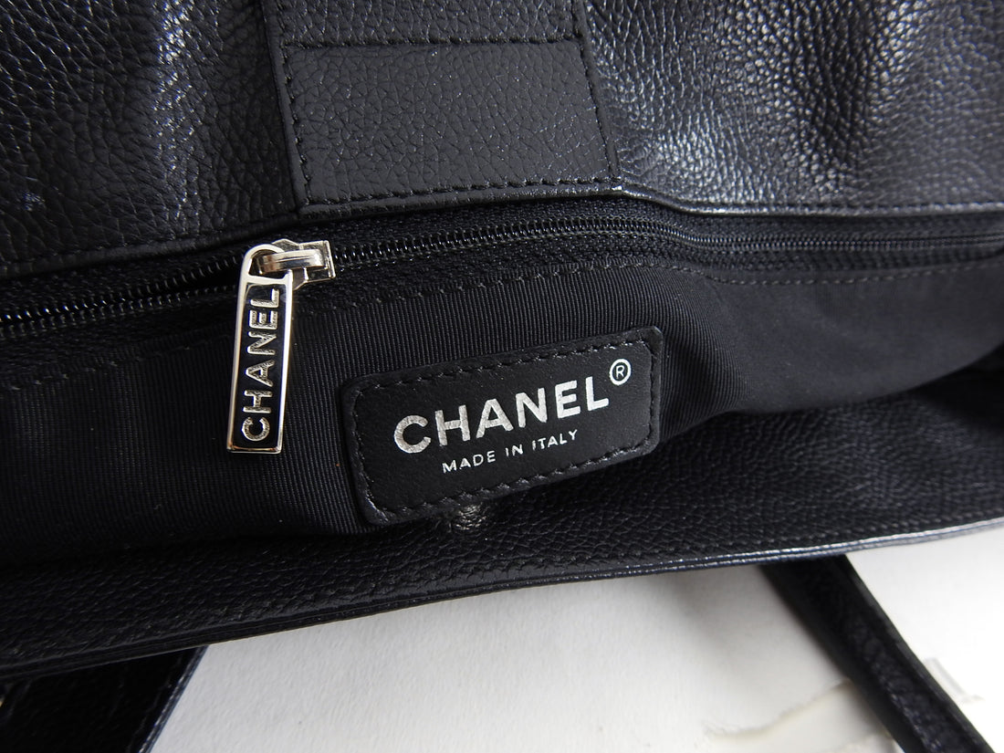 Chanel Executive Cerf Tote Black Leather SHW