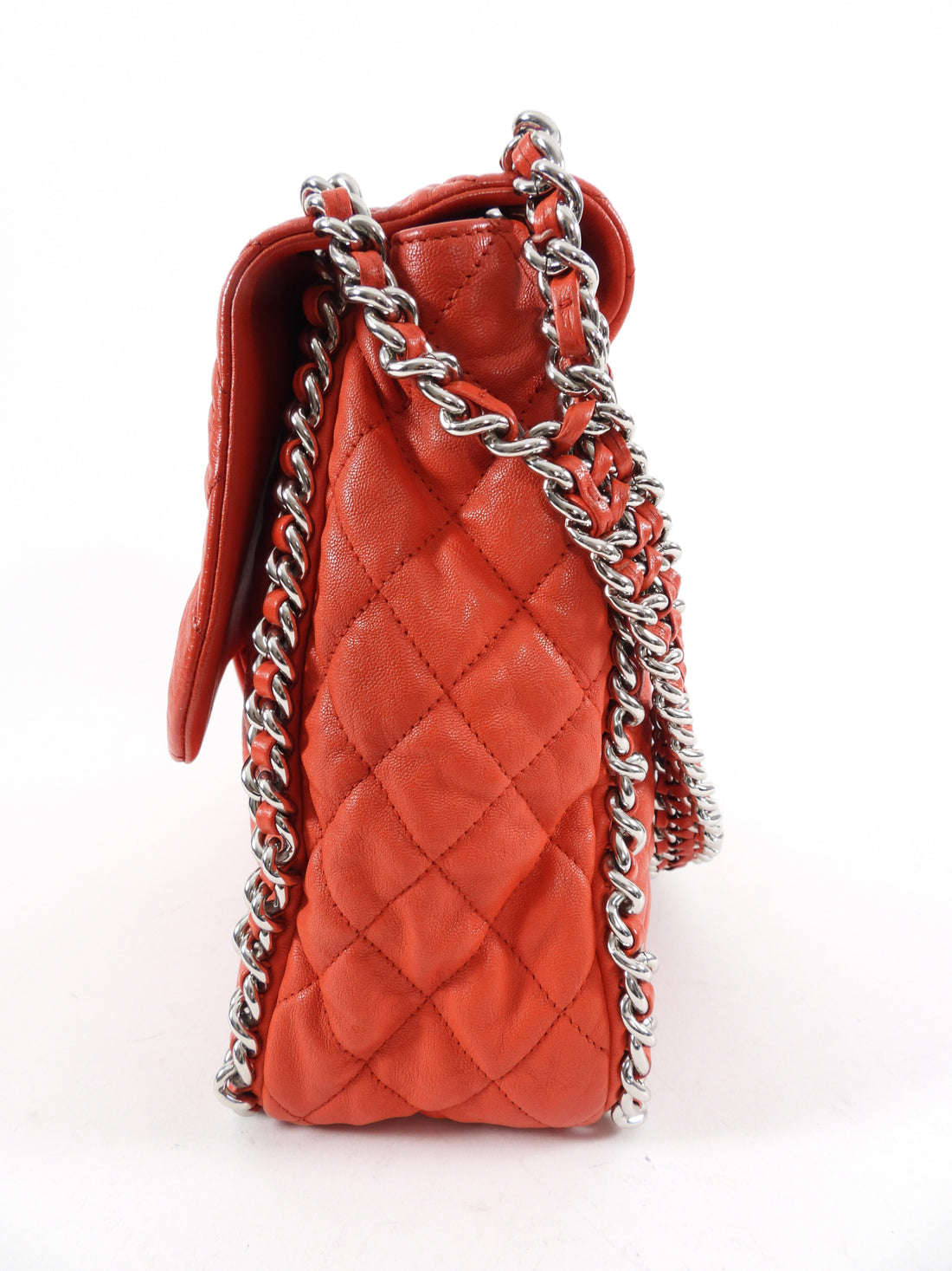 Chanel Pearl Crush Square Flap Bag Quilted Lambskin Mini Red 1714517