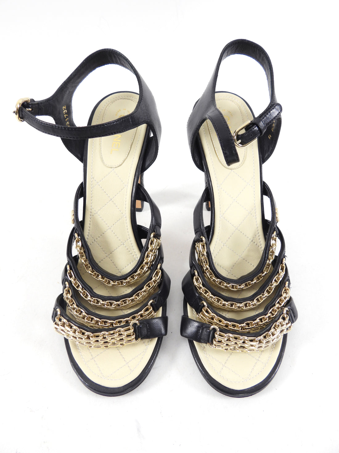 Chanel Black Quilted Gold Mademoiselle Chain Sandals - 41 (Euro 40)