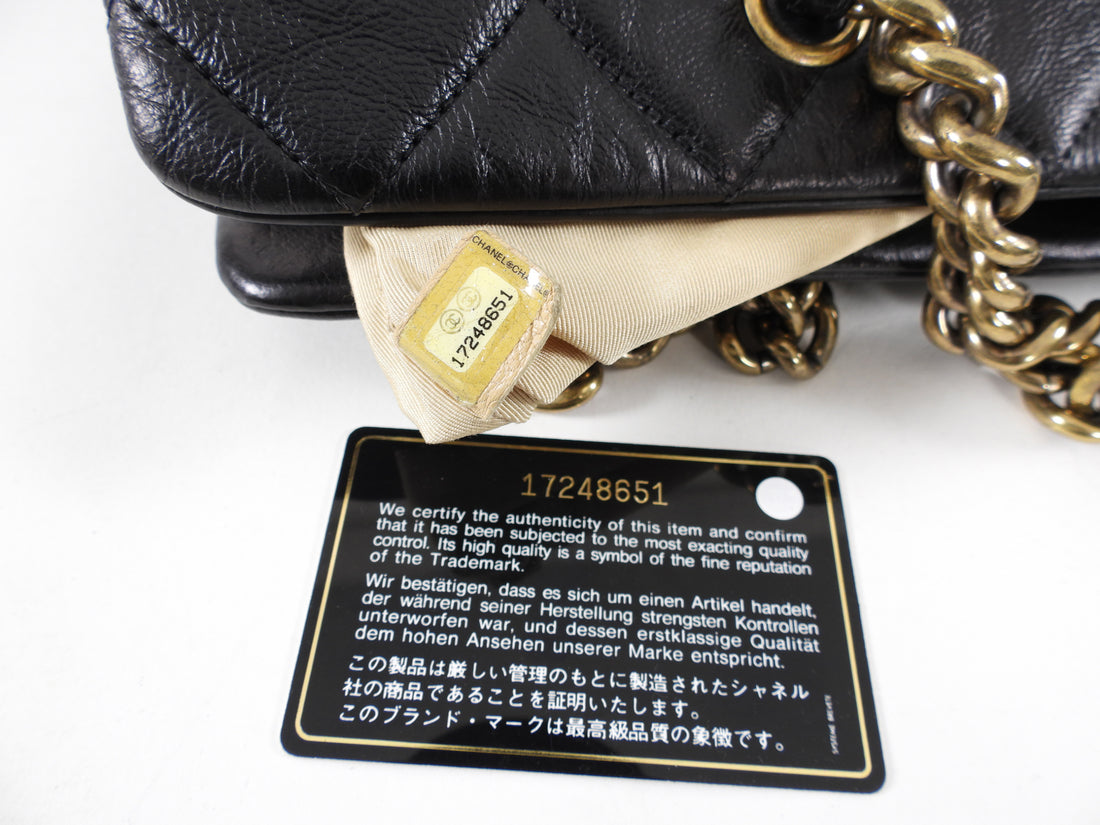 Chanel Black Leather Quilted Chain Tote Bag