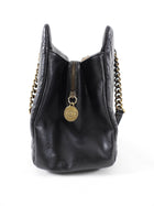Chanel Black Leather Quilted Chain Tote Bag