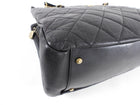 Chanel Black Leather Quilted Chain Tote Bag