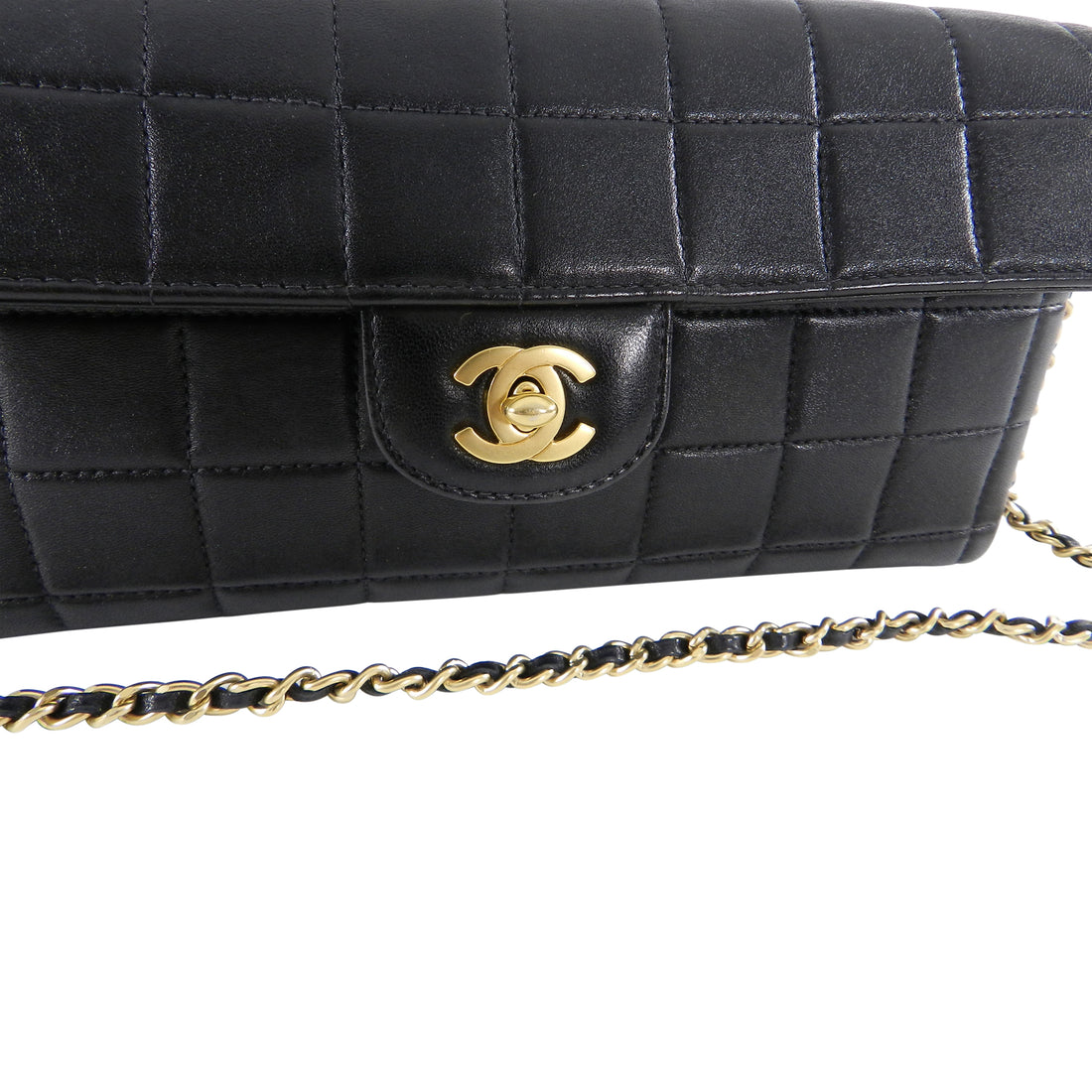 Chanel Black Chocolate Bar Gold Hardware East West Flap Bag – I MISS YOU  VINTAGE