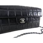Chanel Choco Bar Black Quilted East West Shoulder Bag / Clutch