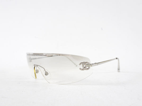 CHANEL, Accessories, Rare Chanel Rimless Cc Sunglasses 432 Clear Foldup