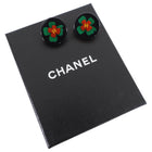Chanel Vintage 04P Clover Resin Round Clip on Earrings