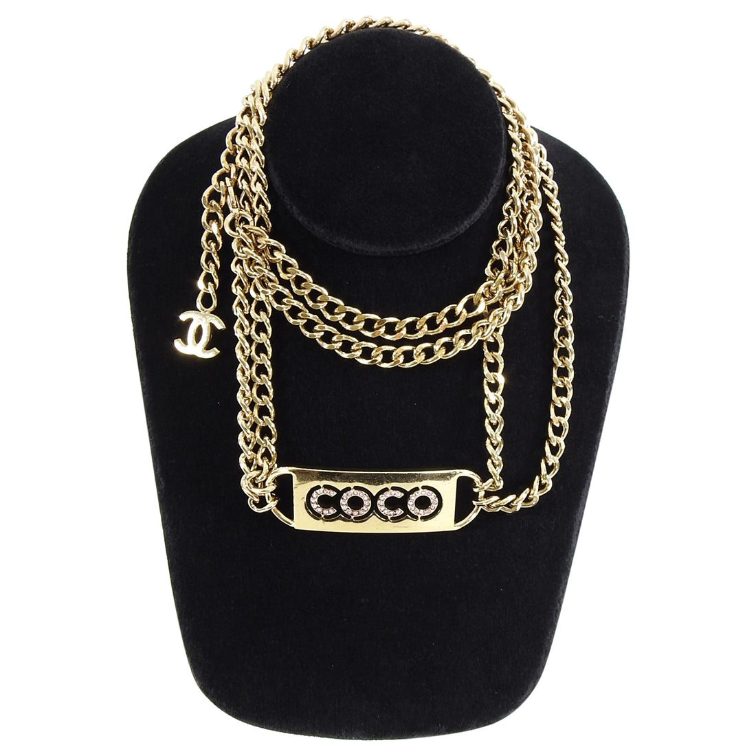 Chanel Vintage 2002 Coco Pink Rhinestone and Gold Chain Belt – I MISS YOU  VINTAGE