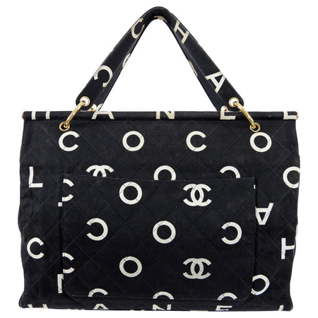 Chanel Vintage 1996 Coco Letters Canvas Large Tote Bag