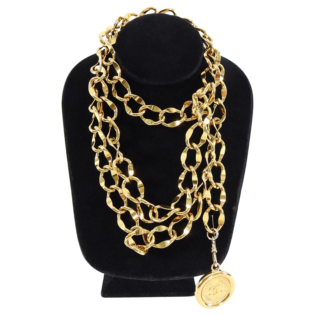Vintage Chanel Gold Tone Chain Medallion Belt CC - Mrs Vintage