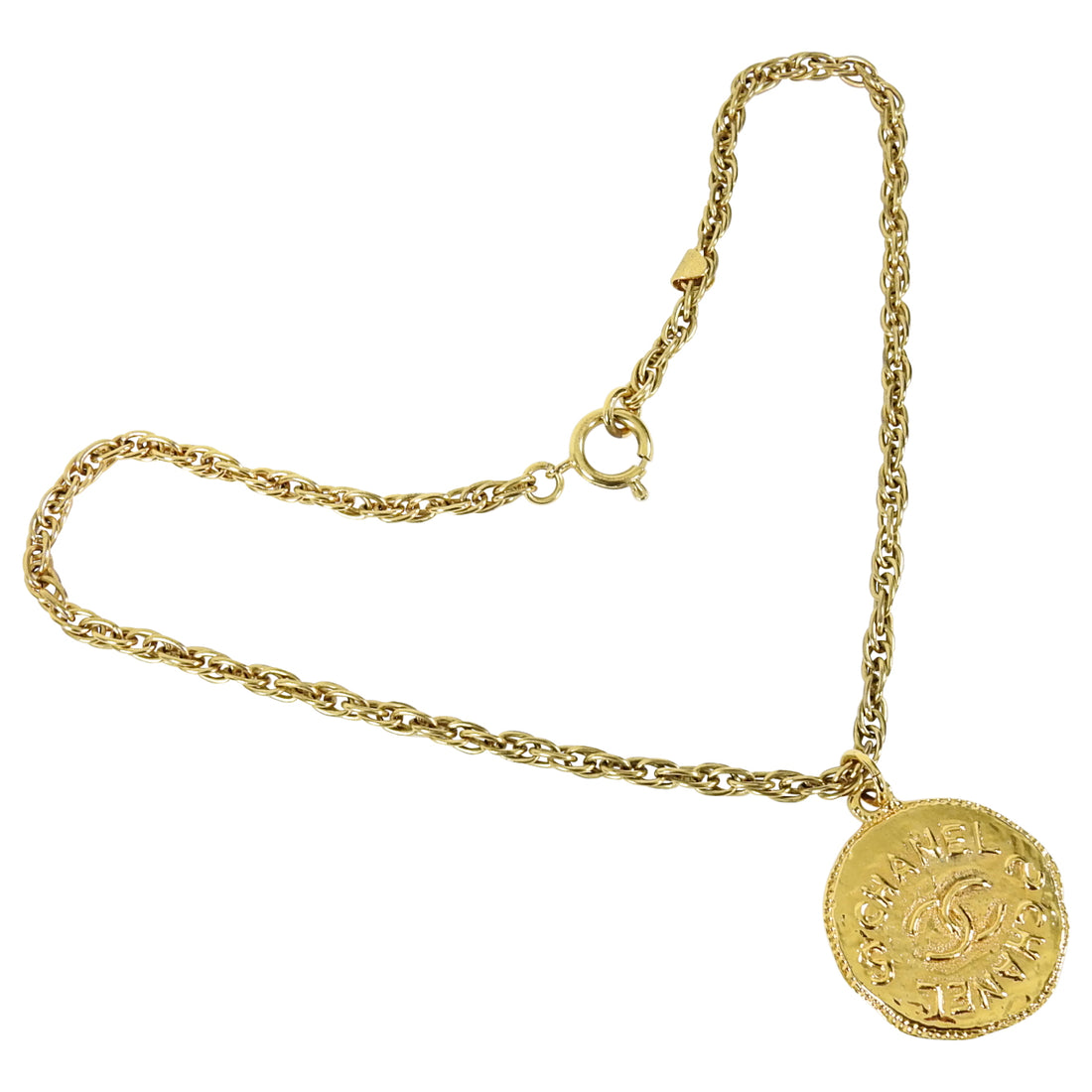 Chanel Vintage 93P Gold CC Coin Pendant Necklace