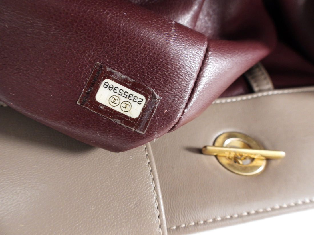 Chanel Collar and Tie Taupe Chevron Leather Tote Bag