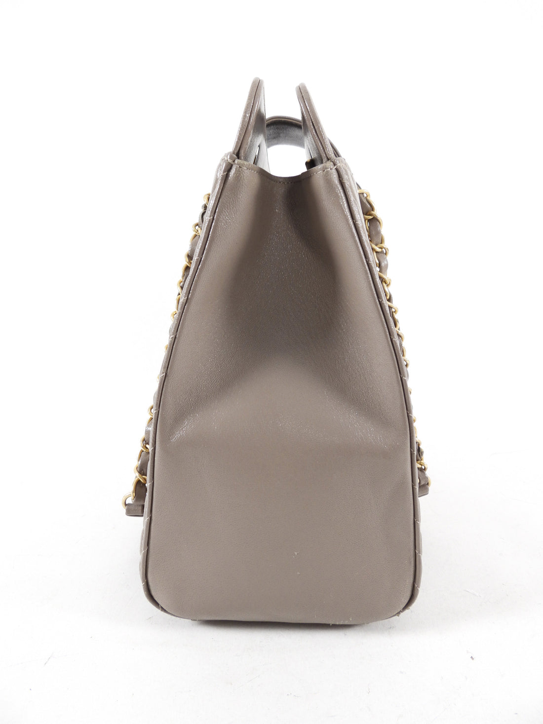 Chanel Collar and Tie Taupe Chevron Leather Tote Bag