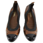 Chanel Copper Patent CC Logo Black Cap Toe Ballet Flats - 37